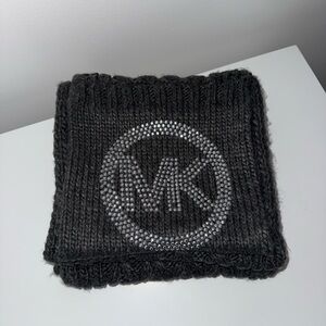 Michael Kors Charcoal Knit Scarf with Silver Logo